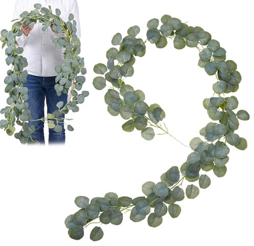 Eucalipto Artificial Guirnalda,Eucalipto Artificial,Planta Colgante de Eucalipto,Hojas de Eucalipto Falsas,Planta Artificial para Decoración, Plantas Verde Artificial,para Bodas,Fiestas,1m