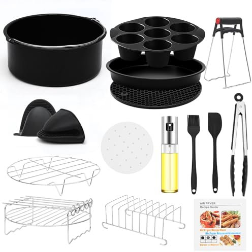 TOIMALDO Airfryer XXL Zubehör - 15 Teiliges Set Heißluftfritteuse Zubehör passt für Philips 8.3L COSORI 6.4L etc Air Fryer (24CM)