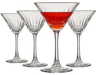 Pasabahce 4er-Set Vintage Martini-Gläser, Cocktailgläser 212,6 g, Vintage-Gläser mit geschliffenem Stiel, elegante Cocktailgläser, perfekt für Partys, Geschenke, Einweihungspartys
