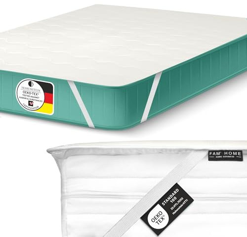 FAM'HOME Premium Matratzenschoner 120x200 cm mit hypoallergenem Soft Microfiber Bezug, atmungsaktive Matratzenauflage 120x200cm mit 4 elastischen Eckgurten, weißer hygienischer Mattress Topper