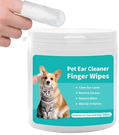 Ohrpflege Finger Pads Für Hunde 50 Stück, Ohrreiniger Ohrpflege Fingerpads, Ohren Reinigungspads Für Hunde & Katzen -Natürliche Inhaltsstoffe 50 Stück