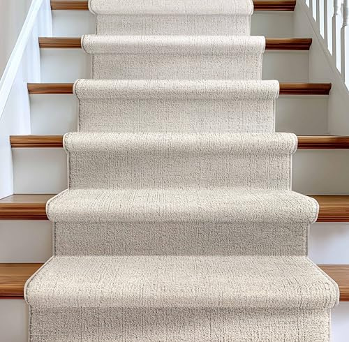 Well Woven Custom Size Hallway & Stair Runner- Velluto Como Ivory 27 Inches x 2 Feet (27 x 2' Runner) Rug - Soft, Minimalist Elegance, Tweed Tonal Colors - Looped Pile, Stain-Resistant