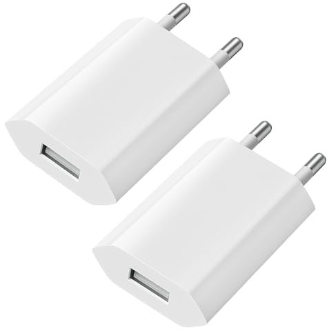 Toma USB de corriente 2 paquetes de boquilla cargador para iPhone, Samsung Xiaomi Sony LG Smartphones, iWatch, dispositivos fotos, tabletas, MP3, etc., universal 5 V 1 A adaptador de corriente USB -