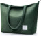 KALIDI FANCY FOREST Wildleder Handtasche Damen Große Handtasche mit Reißverschluss Wildleder Tote Bag Shopper Tasche Schultertasche für Arbeit Schule Einkauf,Grün
