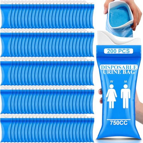 Colingmill 200 Pcs Disposable Urine Bag 700 ml Pee Bags for Travel for Women/Men Camping Pee Bags Bulk Unisex Emergency Urine Bag Vomit Bags, Toilet Traffic Jam Pregnant, Patient Portable