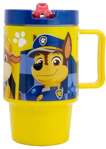 STOR Tazza Bambini con Coperchio Paw Patrol 530ml - Bicchiere Plastica Senza BPA con Tappo Antigoccia - Tazza a Vite per Bambini
