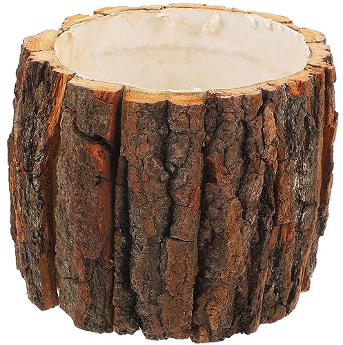 Veemoon Tree Stump Planter, Wood Stump Flower Pot Rustic Small Plant Bucket Table Succulent Planter Barrel Driftwood Bonsai Pots for Indoor Outdoor Garden Office (4.92 * 3.94in)