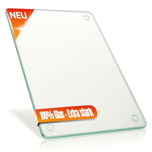 Decovetro® Schneidebrett Glas | 40 x 30 cm | Glass Cutting Board | Hygienisches und robustes Glasschneidebrett für die Küche | Kratzfest, hitzebeständig Schneidebrett ohne Plastik | Leicht zu reinigen