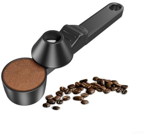 NbgrvB Cucchiaio da caffè con livellatore, 2 cucchiai dosatori per caffè, proteine in polvere e latte artificiale, design a scorrimento facile, plastica, nero (20 x 6 x 3 cm) (due)