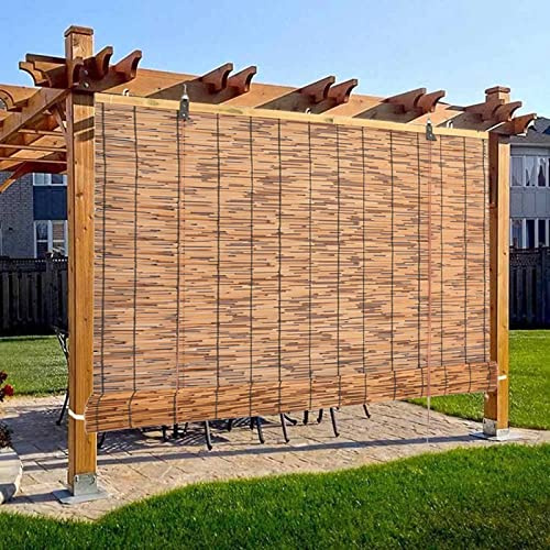 Bambu utomhusrullar – termiska persienner, 91 cm B x 130 cm, upprullade uteplatser för Pera & däck, solgardiner, miljövänligt bambutyg