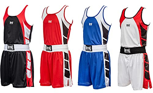 Metal Boxe Ensemble Shorts-Débardeur Adultes Boxe Tenue, Rouge, L Homme