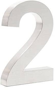 Wiltec Número de casa 2 acero inoxidable 20 cm moderno diseño 3D tipo Arial para fachadas y exteriores de casas de casas, material de montaje incluido