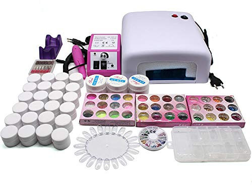 Einsteigerse UV Lampe Nailart Nageldesign Starterkit 36W Lichttherapiegerät Gel Nagel Set für künstliche Fingernägel und Anfänger mit UV Farbgel, Nail Art, Nail Polish