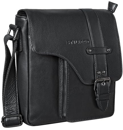 STILORD Umhängetasche aus Leder schwarz - Schultertasche - Vintage Ledertasche für Männer - Herren Messenger Bag 'Nino'