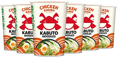 Kabuto Noodles | Chicken Ramen Flavour Instant Noodles | Pack of 6 x 65g Instant Pots