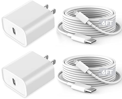 Fast iPhone Charger, iPhone Charger Fast Charging 2Pack Quick Chargers 6ft Long USB C to Lightning Cable Quick Charging Cord USB Charge Block Adapter for iPhone 14 Plus/14 ProMax/13 Mini 12/11/XS/iPad