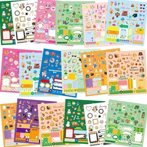 Fancy Land 24 Sheets Holiday Stickers Seasons Assortment Planner Calendar Journal Scrapbook Stickers Kids Adults Craft Birthday Graduation Party Favors