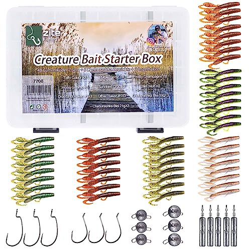 Zite Fishing Inzite Craw Starterbox – Ultimatives Creature Bait Set für Barsch- und Zanderangeln – Gummi-Köder, Drop Shot Haken, Offset Haken, Cheburashka & Drop Shot Bleie