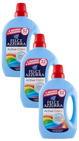 Felce Azzurra - Detersivo Liquido Active Color, Per Capi Bianchi e Colorati - 32 Lavaggi - 1595 ml (Confezione da 3)