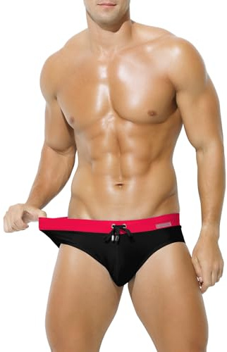 Mauro Kane Slip de Bain Homme Piscine Séchage Rapide, avec Cordon Réglable | Maillot de Bain Slip Homme, Taille Élastique, Poche 3D, Résistant au Chlore pour la Plage, la Natation et la Surf, S~2XL
