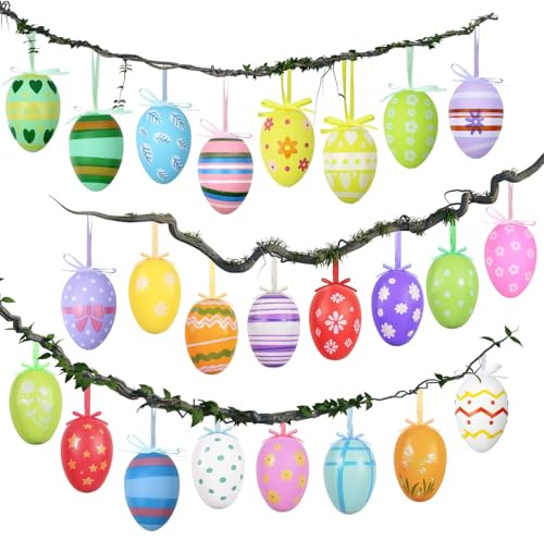Uova di Pasqua da Appendere Addobbi Pasquali Unici e Colorati - Uova Fresche Decorative, Decorazioni Pasquali per la Tavola, Colori per Uova di Pasqua, Albero di Pasqua