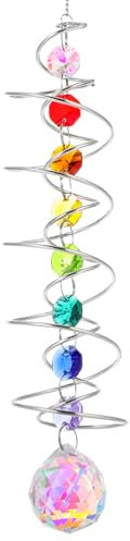 Qianyu Attrape-soleil en cristal à suspendre pour fenêtre - Décoration arc-en-ciel - Avec sept perles chakra - Pour mariage, fête d'anniversaire, extérieur, intérieur, Noël, jardin, voiture