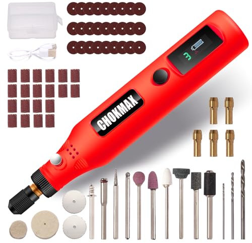 CHOKMAX Mini Kabelloses Drehwerkzeug mit Arbeitsbildschirm, 3-Gang-Schleifer-Kit mit 72 Zubehörteilen, USB-C-Ladekunsthandwerkswerkzeug zum Schleifen, Polieren, Schleifen und kleine Heimwerkerarbeiten
