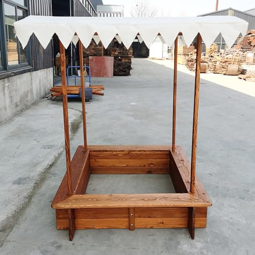 Gran arenero de madera con toldo y tapa, para exteriores para playa y patio