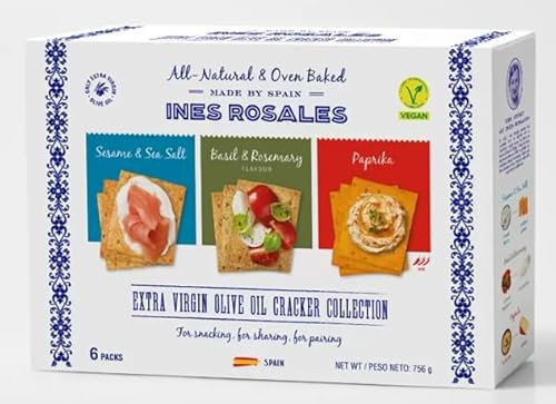 Extra Virgin Olive Oil Crackers Collection, 3 Flavours, All Natural, 756g Olive Oil Cracker Collection Mixed Flavours Cheese Snack Pack 756g