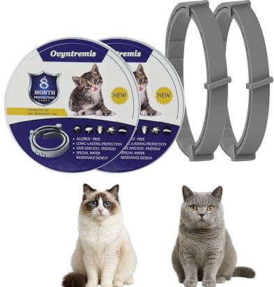 2er Set Katzenhalsbänder, Wasserdicht und Verstellbar, 39cm lang, Mit Natürlichen Ätherischen Ölen, Bietet Komfort und Schutz, Geeignet für Katzen ab 7 Wochen