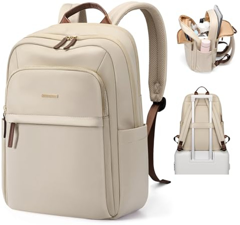 GOLF QUALITY Mochila Para Ordenador Portátil Mujer, Grande Hombre Mochila de Viaje, Laptop Backpack para Trabajo, Bolsa Multicapa para Artículos Personales, 16 Pulgadas,Albaricoque elegant