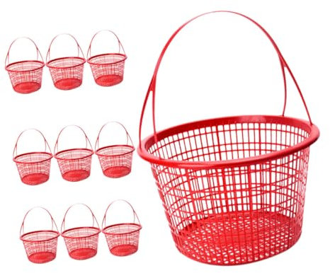 JOINPAYA 10pièces Panier Rond Plastique Avec Poignée Panier Creux Pour Fruits Et Légumes Pour De Et Utilisation Magasin Jardin