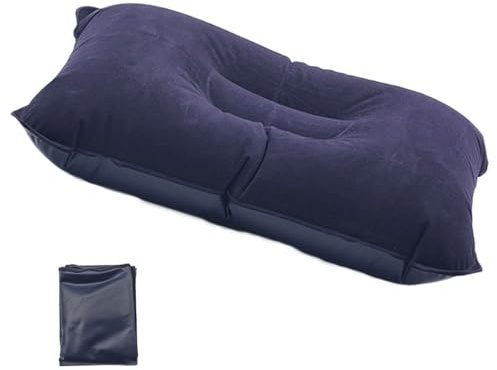 schone Inflatable Camping Pillow – 42cm x 26cm Travel Pillow with Flocked Surface – Waterproof PVC – Lightweight & Compact for Camping, Festivals, Hiking – Includes Repair Patch