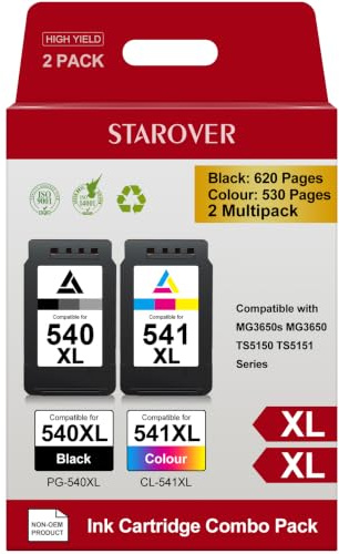 540XL 541XL Compatibile per Cartucce Canon 540 541 XL per Canon PIXMA MG3650s MG3650 MG3600 TS5150 TS5151 TS5100 MX375 MX475 MX535 MG3350 MG4200 Cartucce Stampante PG540 Nero CL541 Colore Multipack