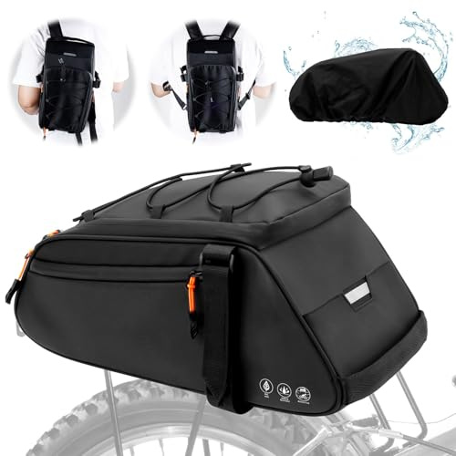 3 in 1 Borsa per Portapacchi Bicicletta, 10 l impermeabile borsa Bici Posteriore Borsa Portabiciclette Portapacchi per bicicletta Riflettente Copertura Anti-Pioggia per iaggi All'Aperto Biciclettas