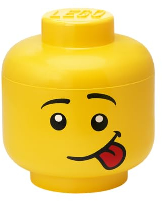 LEGO Iconic förvaringshuvud stort, stapelbar förvaringslåda, 8,5 l, gul, knasig