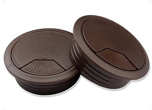 2 X Mprofi MT® Passacavi per Scrivania-Organizzatore per Mobili per Ufficio-Passacavi in Plastica-Organizzatore per Scrivania-Scatola Cavi-Tappo Passacavi Per Scrivania-Uscita Cavi-Marrone Ø60mm