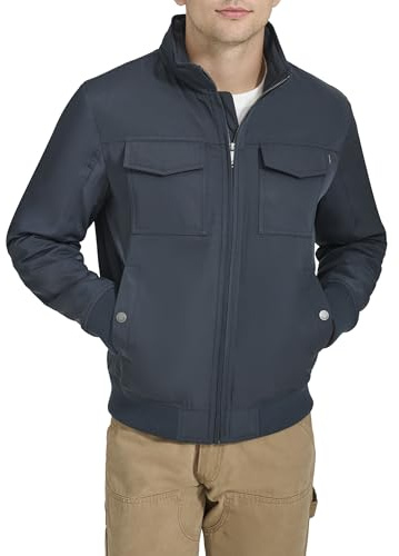 Dockers Men's Quilted Lined Flight Bomber Jacket, Navy, Large Regular