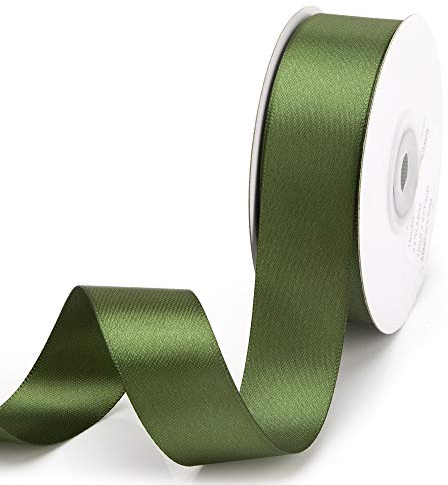 IHKFILAN Double Face Satin Ribbon in Moss (25 mm x 22.86 m) - Matt Shiny Gift Elegant Ribbon for Decorating, Crafts, Wrapping Special Gifts, Weddings, Christenings