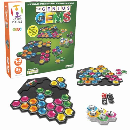 The Happy Puzzle Company The Genius Gems Game - 10,794 Puzzles - A Great Challenge for Friends and Family Board Game Night - Logic Puzzle Smart Games STEM Educational Learning Resources Ages 8+