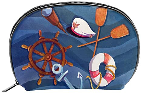 Cosmetic Bags for Women, Makeup Bag Travel Toiletry Bag Accessories Organizer, Anchor Lifebuoy Nautical