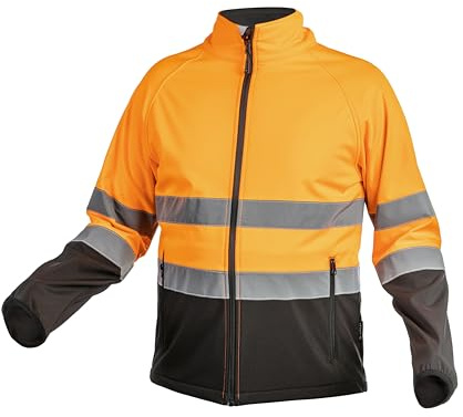 Högert Technik Softshell Warnschutzjacke EXTER Klasse 2 Orange XL, Winddicht, Flexibel, Bequem