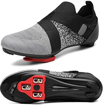 Unisex Cycling Shoes Compatible with Peloton Bike & SPD, Grey M9.5