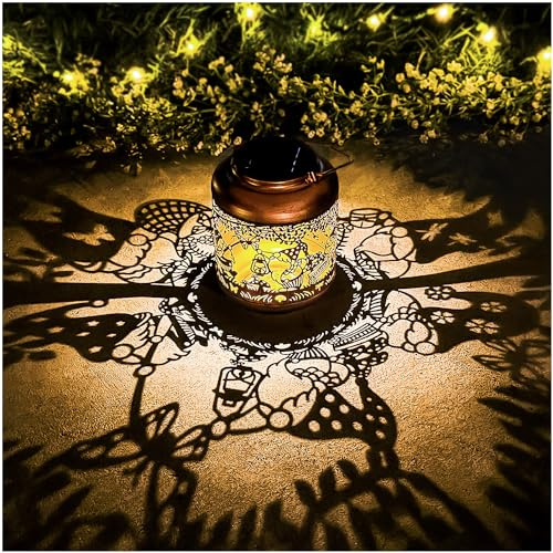 Gnomes Solar Lanterns Outdoor Waterproof,Hanging Solar Lights Gnome Gifts for Women Metal LED Decorative Light for Yard,Patio,Lawn,Tabletop,Pathway,Landscape,Garden Gnomes Decor