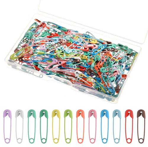 Teaaha 250 STK. Sicherheitsnadeln Klein - 19mm Mini Sicherheitsnadel, kleine Metall Safety Pins für Kleidung, Basteln, Nähen, Rimming, Hang Tag (Bunte Auswahl)