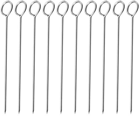 JIHUOO 40 Pcs 15cm Stainless Steel Turkey Lacers Poultry Pins Barbecue Grill Skewers Long Metal Cocktail Sticks Long BBQ Grilling Skewers Outdoor Cooking Skewers