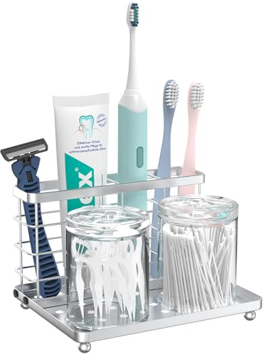 Luxspire Toothbrush Holders for Bathroom, Stainless Steel, 3 Slots, Silver