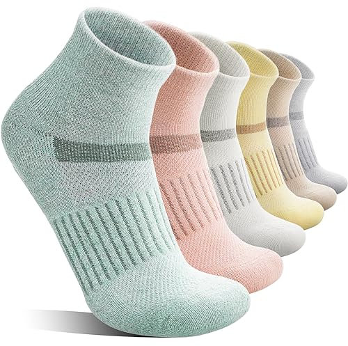 Merino Kurz Viertellänge Wandersocken, Sneaker Socken, Thermosocken Warme Wintersocken Wollsocken, Atmungsaktiv Laufsocken Sportsocken Trekkingsocken für Herren Damen 6 Paar(Mehrfarbig,M(36-42))