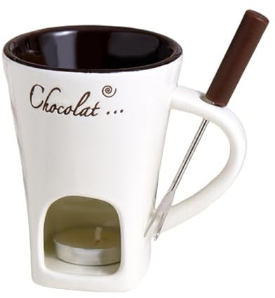 Tasse À Fondue Au Chocolat Noel, 200ml Tasse À Fondre en Céramique, Ensemble De Fondue Aux Bougies À Thé, Tasse À Fondue avec Fourchette, Tasses À Fondue pour Chocolat Chauffer pour Bonbons, Chocolat