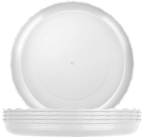 Chuboir 5 Pack Plant Pot Saucers 30cm, Durable Thicker Plastic Plant Saucer, Round Flower Plant Pot Drip Trays for Indoor Outdoor Garden (30cm / 11.8 inch, White)